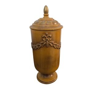 Vintage Haeger #724 Pedestal Footed Urn Lidded Fleur-de-lis Original Sticker Jar
